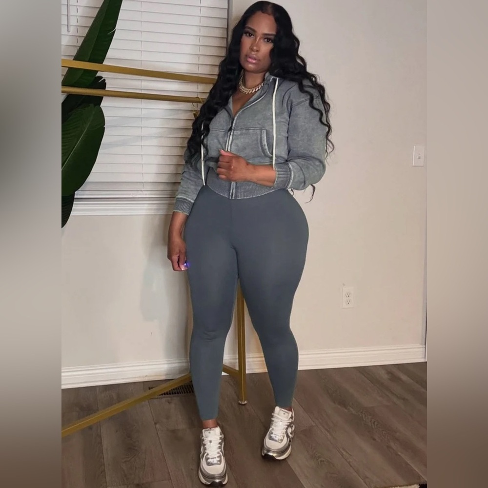 Crop hoodie set (Gray)